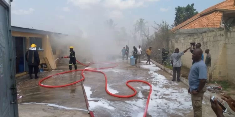 Fire guts COVID-19 warehouse at Tesano