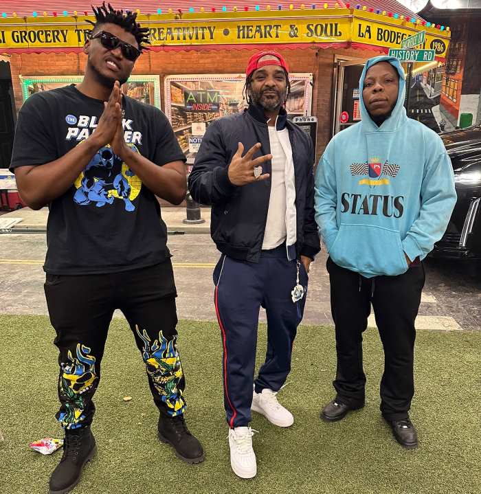 Gambo features Jim Jones on Drip Remix L-R, Gambo, Jim Jones and Edem in a pose after a studio session in the US