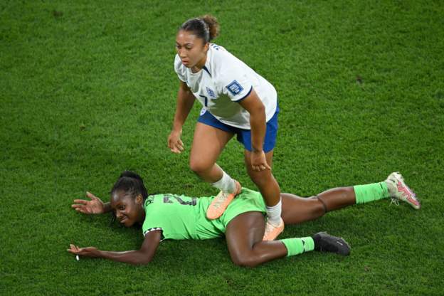 Chelsea fans beg Nigerians to forgive stamping player Lauren James stamped on Michelle Alozie