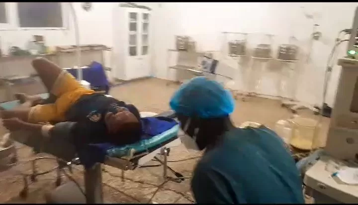 Binduri: Two gunmen attack bus carrying trainee nurses One of the victims of the shooting incident receiving attention at the hospital