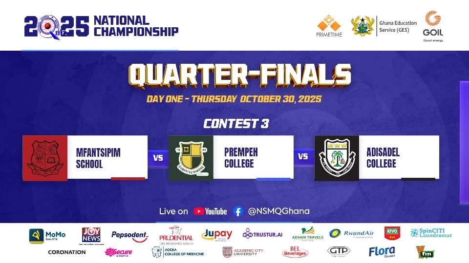 2025 NSMQ quarter-final contest involving Mfantsipim, Prempeh & Adisco postponed following stampede
