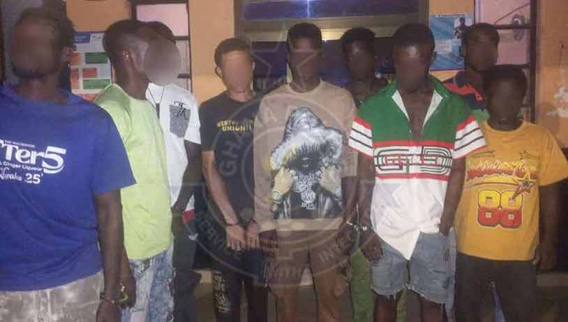 Navrongo police swoop on crime hotspots, arrest 8 suspects, seize drugs and suspected crime tools